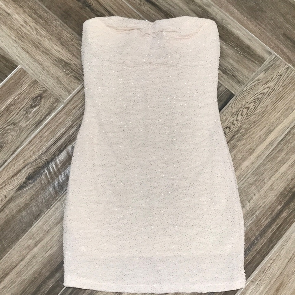 Agaci  Beige strapless mini dress